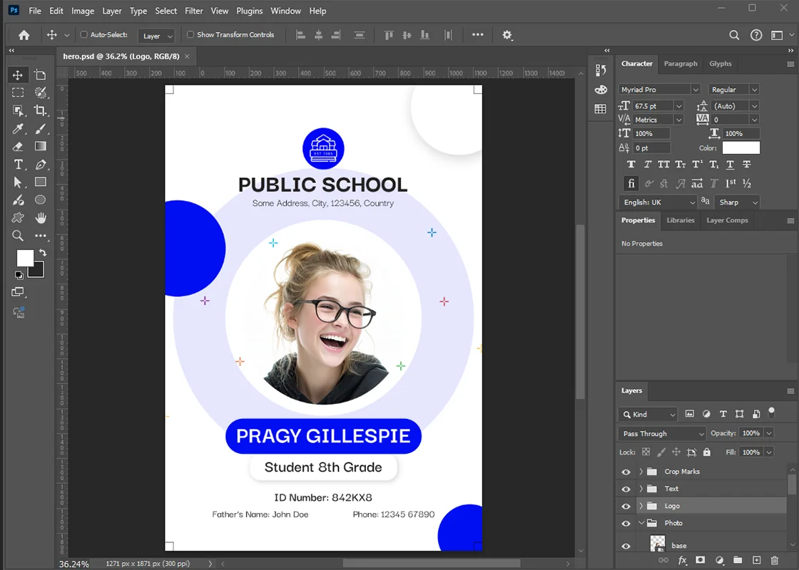 Print-ready ID card templates