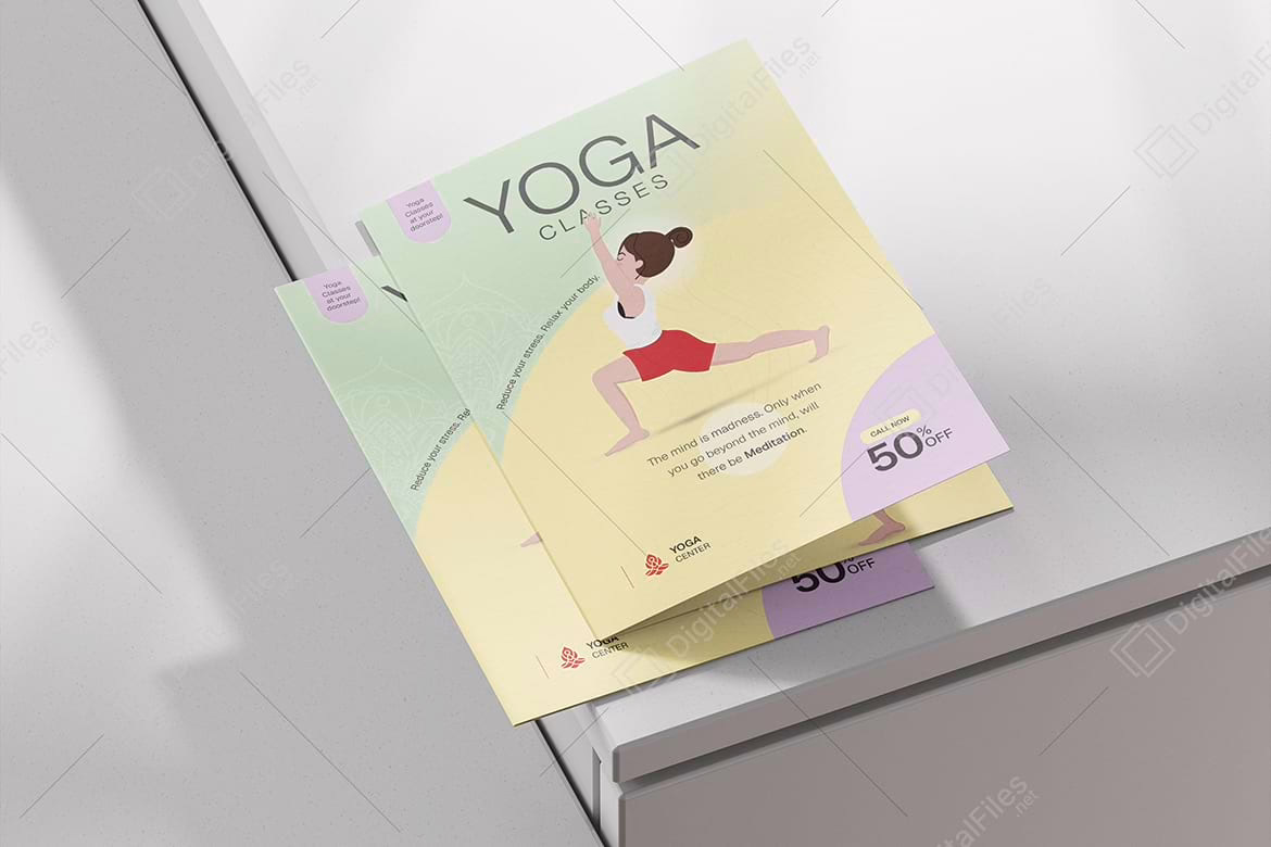 Yoga Class Bifold Brochure Template