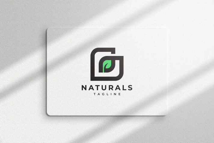 Letter G with Green Leaf Logo Template