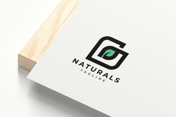 Letter G with Green Leaf Logo Template
