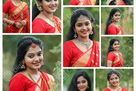 South Indian Women in Red Saree