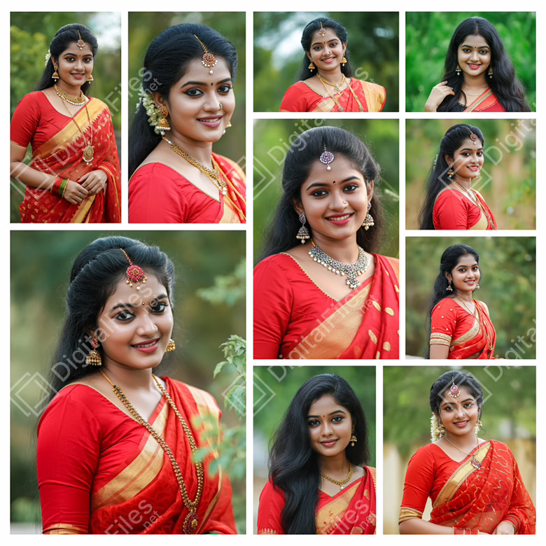 South Indian Women in Red Saree