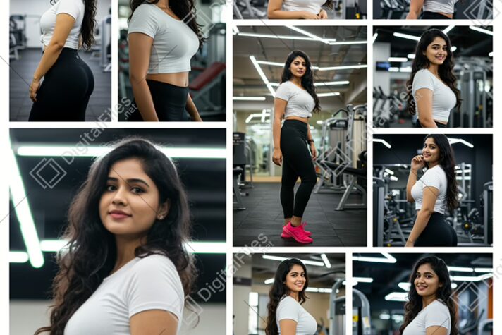 Indian Girl in White T-Shirt at Gym