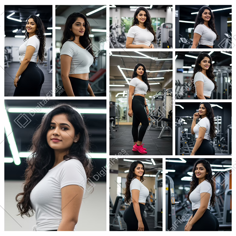 Indian Girl in White T-Shirt at Gym