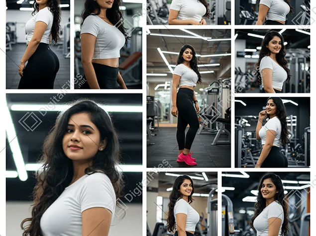 Indian Girl in White T-Shirt at Gym 01