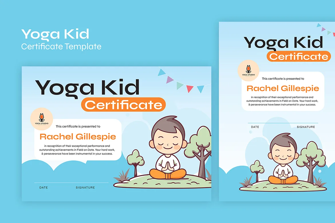 Yoga Kid Certificate Template