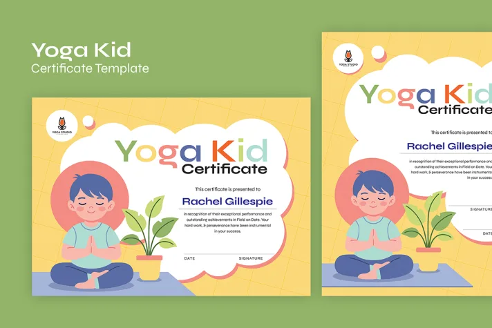 Yoga Kid Certificate Template