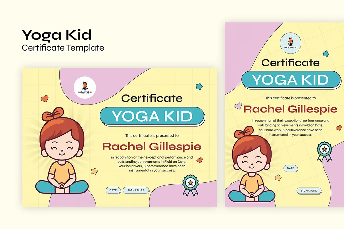 Yoga Kid Certificate Template