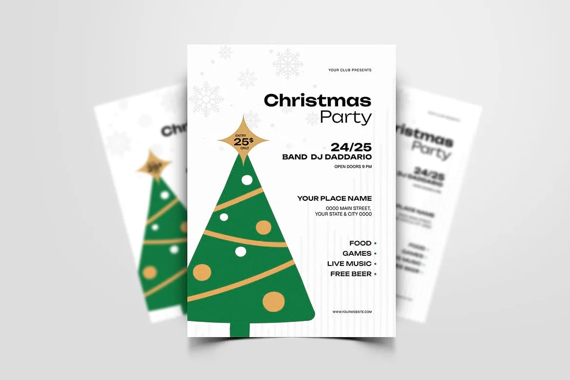 Minimal Christmas Party Flyer Template
